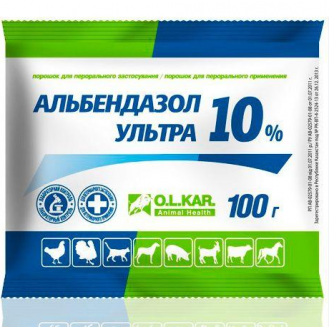 Альбендазол Ультра 10% порошок, 100 г, ТМ O.L.KAR