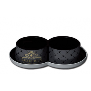 Миска для котів та собак Tommi подвійна пластикова  0,35л  luxurious - чорна