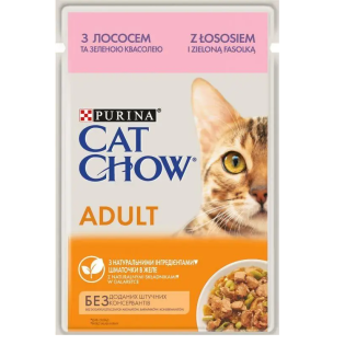 Вологий корм для котів Cat Chow Adult 85 г - лосось та зелена квасоля Вологий корм для котів Cat Chow Adult 85 г - лосось та зелена квасоля