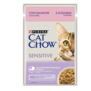 Вологий корм для котів Cat Chow Sensetive Adult pouch 85 г - лосось та кабачок Вологий корм для котів Cat Chow Sensetive Adult pouch 85 г - лосось та кабачок