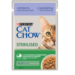 Вологий корм для стерилізованих котів Cat Chow Adult 85 г - ягня та квасоля Вологий корм для стерилізованих котів Cat Chow Adult 85 г - ягня та квасоля