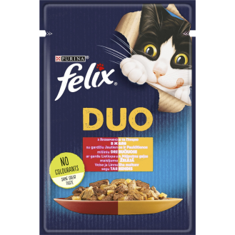 Вологий корм для котів Felix Fantastic Duo 85 г - яловичина та птиця Вологий корм для котів Felix Fantastic Duo 85 г - яловичина та птиця