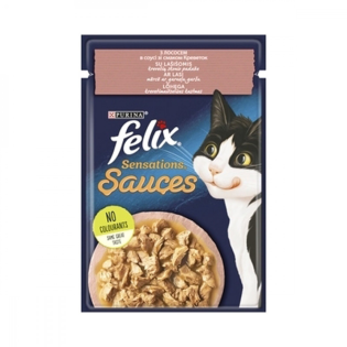 Вологий корм для котів Felix Sensations Sauces 85 г - лосось та креветки Вологий корм для котів Felix Sensations Sauces 85 г - лосось та креветки