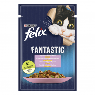 Вологий корм для котів Felix Fantastic 85 г - форель та зелені боби Вологий корм для котів Felix Fantastic 85 г - форель та зелені боби