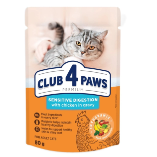 Вологий корм для кішок із чутливим травленням Club 4 Paws Premium pouch 80 г - курка Вологий корм для кішок із чутливим травленням Club 4 Paws Premium pouch 80 г - курка