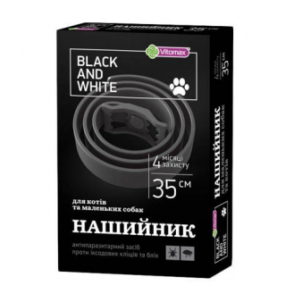Вітомакс нашийник Black and White для котів та собак, чорний 35см  