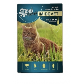 Краплі для  котів Petoni Planet Імідовет до 4кг (0,4мл)  ( ціна за 1 шт)