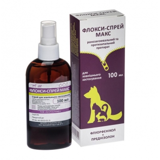 Ранозагоювальний спрей для собак та котів  BioTestLab Флокси-спрей Макс при дерматиті 100 мл Ранозагоювальний спрей для собак та котів  BioTestLab Флокси-спрей Макс при дерматиті 100 мл
