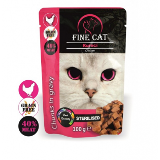 Вологий корм для стерелізованих  котів Fine Cat 100 г - курка Вологий корм для стерелізованих  котів Fine Cat 100 г - курка