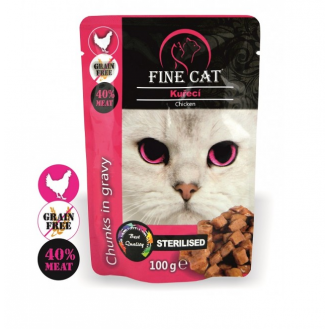 Вологий корм для стерелізованих  котів Fine Cat 100 г - курка
