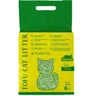 Соєвий наповнювач для котячого туалету Хвостик Tofu Cat Litter алоє вера 2,6кг/6літрів