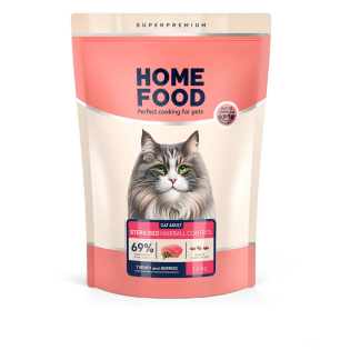 Сухий корм для котів Home Food Cat Adult виведення шерсті зі шлунку Hairball Control 1,6 кг - індичка та ягоди Сухий корм для котів Home Food Cat Adult виведення шерсті зі шлунку Hairball Control 1,6 кг - індичка та ягоди
