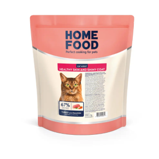 Сухий корм для котів Home Food Adult Healthy Skin and Shiny Coat 200 г - індичка та лосось Сухий корм для котів Home Food Adult Healthy Skin and Shiny Coat 200 г - індичка та лосось