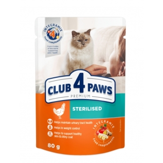 Вологий корм для стерилізованих котів Club 4 Paws Premium 80 г - курка