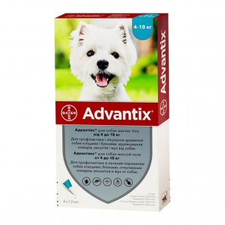 Краплі на холку для собак Elanco | Bayer - Advantix 4-10кг (ціна за 1шт)
