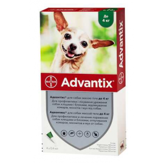 Краплі на холку для собак Elanco | Bayer - Advantix до 4 кг(ціна за 1шт)