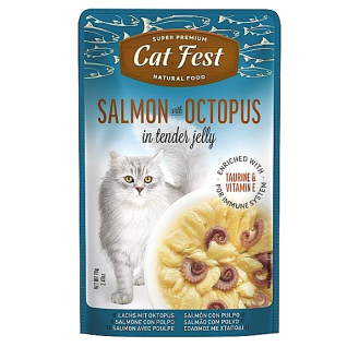 Корм вологий в желе для котів Cat Fest лосось та восьминіг 70г