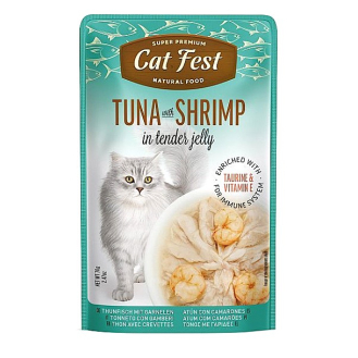 Корм вологий в желе для котів Cat Fest тунець з креветкою 70г