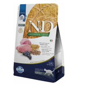 Сухий низькозерновий корм для котів Farmina N&D ANCESTRAL GRAIN з ягням та чорницею 300г