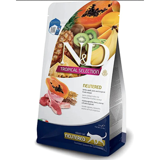 Сухий низькозерновий корм для кастрованих котів Farmina N&D TROPICAL SELECTION з ягням та тропічними фруктами 1,5кг