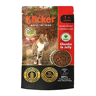 Корм вологий в желе для котів Klicker курка та лівер 85г