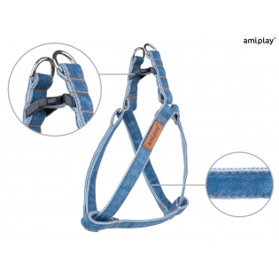 Шлейка для собак Amiplay Denim L 40-75 * 2 см -  блакитна Шлейка для собак Amiplay Denim L 40-75 * 2 см -  блакитна