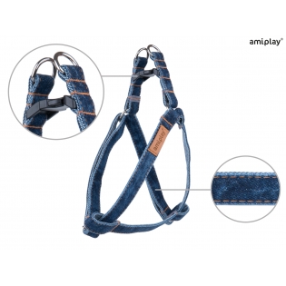Шлейка для собак Amiplay Denim XL 50-95 * 2,5 см - темно-синя Шлейка для собак Amiplay Denim XL 50-95 * 2,5 см - темно-синя