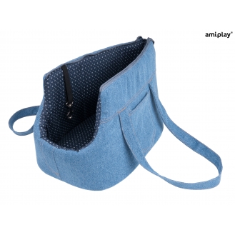 Сумка преноска для собак та котів Amiplay Denim L 42 * 26 * 30 см -  блакитна