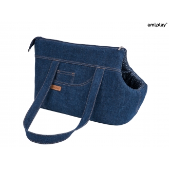 Сумка переноска для собак та котів Amiplay Denim S 35 * 21* 24 см -  темно-синя