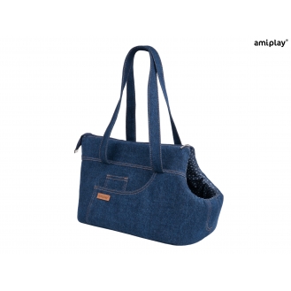 Сумка переноска для собак та котів Amiplay Denim L 42 * 26 * 30 см - темно- синя