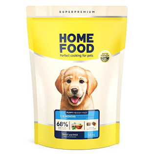 Сухий корм для цуценят великих і середніх порід Home Food 1,6 кг - форель та рис Сухий корм для цуценят великих і середніх порід Home Food 1,6 кг - форель та рис