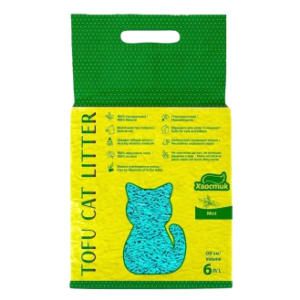 Соєвий наповнювач для котячого туалету Хвостик Tofu Cat Litter м'ята  2,6кг/6літрів