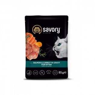 Вологий корм для кошенят Savory 85 г - лосось та морква